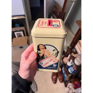Vintage Cracker Jack Tin Coin Bank Nostalgic Popcorn Collectible 2001